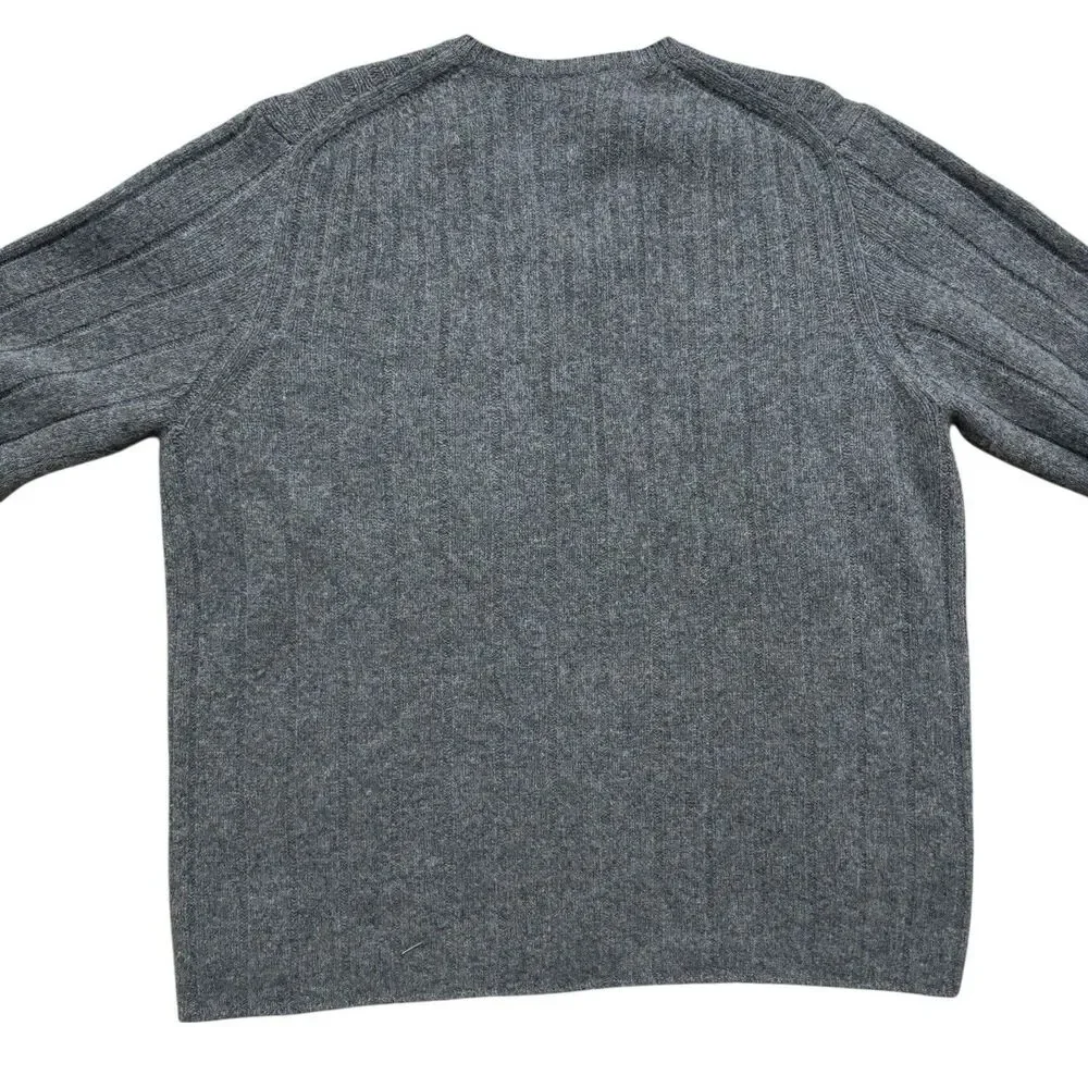 J Crew Sweater Men’s Large Gray 100% Wool V-Neck Long Sleeve Preppy Vintage 90s